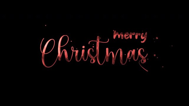 Merry Christmas Text Animation on Alpha Channel Background.