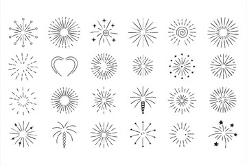Obraz premium Sunburst icon set with radiant starburst light rays for retro design and branding