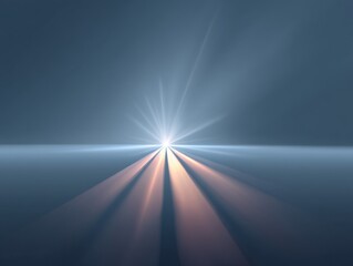 Obraz premium Abstract light rays converging towards a glowing source with soft gradient backdrop creating a serene atmospheric effect