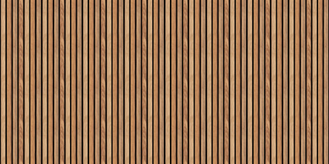 Obraz premium Wood background banner panorama long - Brown wooden acoustic panels wall texture , seamless pattern, vertical