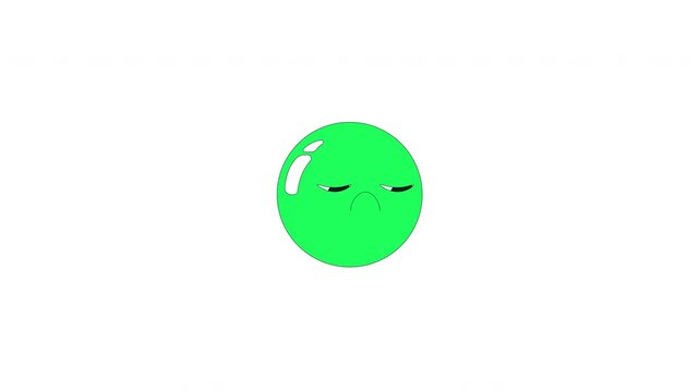 Funky pouting sulking emoji shaking head 2D character animation. Disappointment saying no. Frustration emotion. Reluctant reaction animated personage cartoon 4K video isolated on white transparent