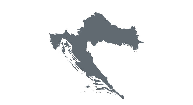 A dark silhouette outlines the country of croatia displaying its coastal and land borders high quality