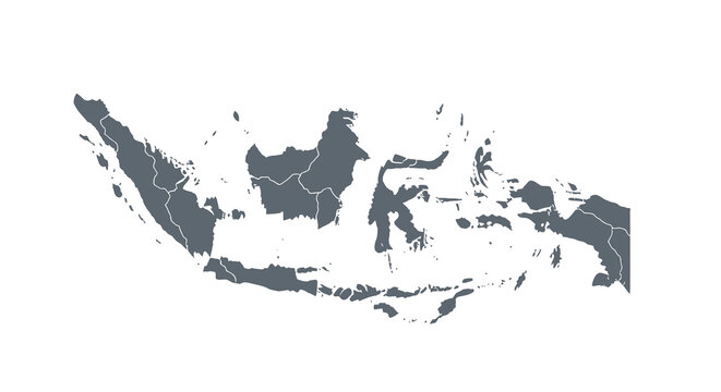 A monochromatic map outlines the archipelago of indonesia with its numerous islands high quality professional detailed