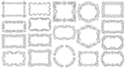 Obraz premium Collection of Decorative Vintage Frames and Borders - Ornate Floral and Scroll Designs