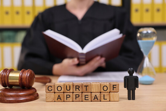 A dedicated judge focuses on legal texts while preparing for an important court of appeal session. The atmosphere reflects solemnity and commitment to justice.