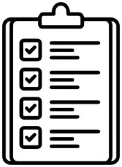 Fototapeta premium Minimalist black line icon of clipboard with checklist empty lines and checkboxes symbolizing task completion and organization