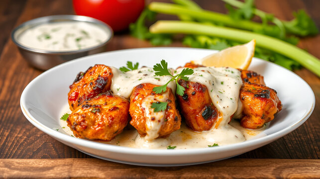 Reshmi Chicken malai Tikka also known as Afghani murgh Malai Tikka, asian food