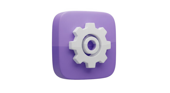 A purple square with a white gear on it