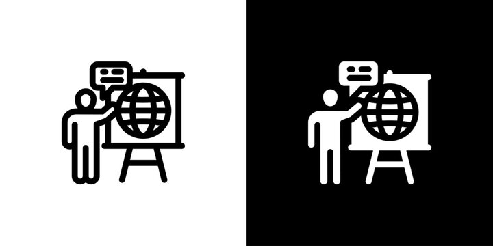 Presentation icon concept with flat Black White Background. Vector illustration.