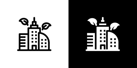 Fototapeta premium City icon concept with flat Black White Background. Vector illustration.