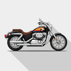 Fototapeta premium Classic Cruiser Motorcycle with Tropical Sunset Graphic on Fuel Tank