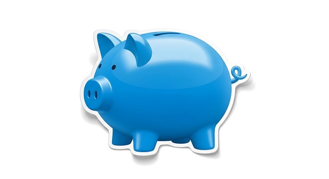 Bright blue piggy bank graphic symbolizing financial growth, prudent savings, and the concept of smart investment for future security and economic stability