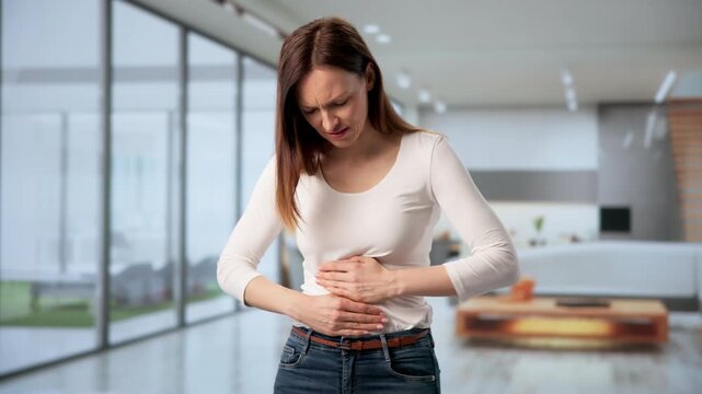 Woman With Stomachache And Inflammation