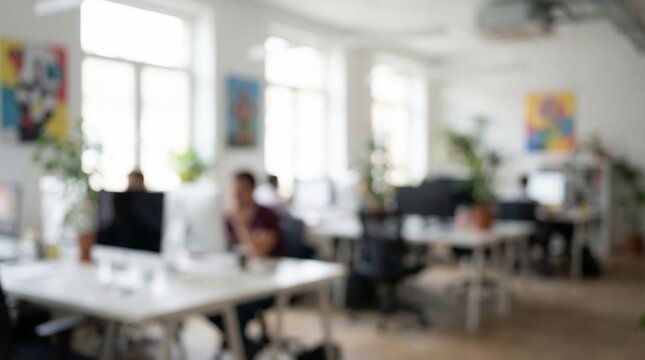 Office Blurred Background Workspace Interior

