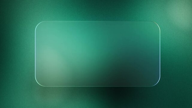 Elegant glass plate reflecting lights on a textured noisy green gradient background. Seamless loop.