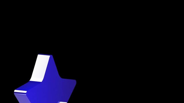 Vertical profile of a translucent blue 3d star icon with a plus sign for modern application interface menus and premium member status indicators