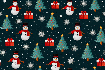 Fototapeta premium Festive Christmas seamless pattern.