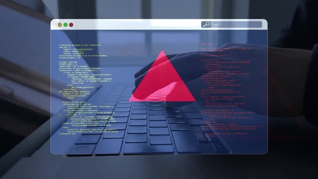 Scene reflects strong cybersecurity protection.System warning alert signals critical security issue. Suspicious activity shows possible breach. Monitoring tools detect threats in real time.	