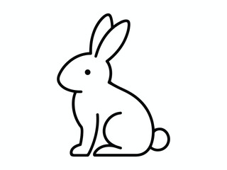 Obraz premium A simple black and white line art illustration of a small sitting rabbit with long pointed ears