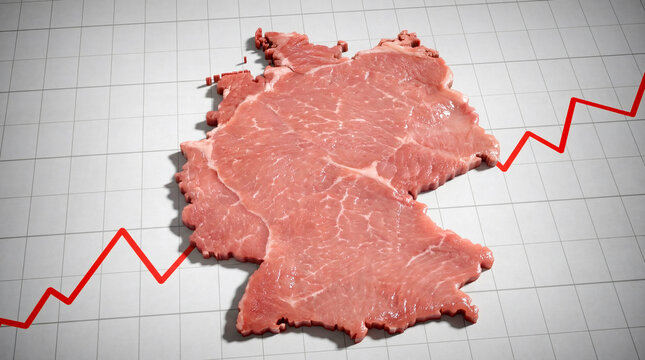 Fleischkonsum in Deutschland - Rohes Fleisch in Form von Deutschland