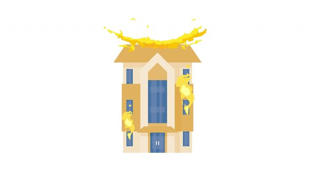 Burning Building Fire Animation with Flames &ndash; Transparent Background