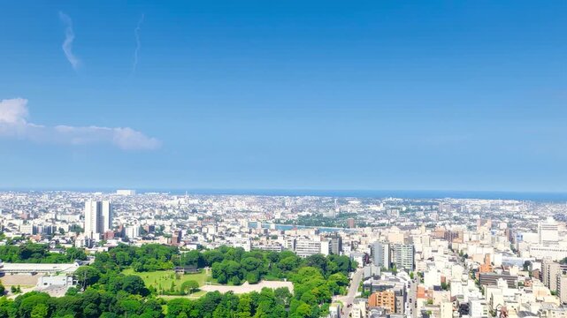 金沢市・卯辰山公園から望む市内 ドローン撮影イメージ