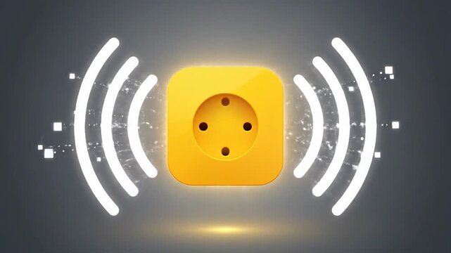 Electrical outlet emitting wireless signals on a dark background
