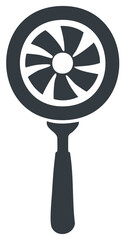 Obraz premium Dark blue circular fan with handle isolated on white illustration for decorative purposes industrial or construction theme