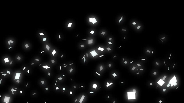 Explosion of silver confetti falling background, abstract stylish celebration and party video (HD, 5s)