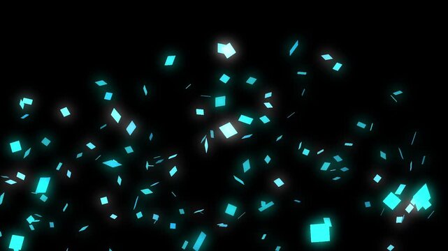 Explosion of blue confetti falling background, abstract cyber stylish celebration video (HD, 5s)