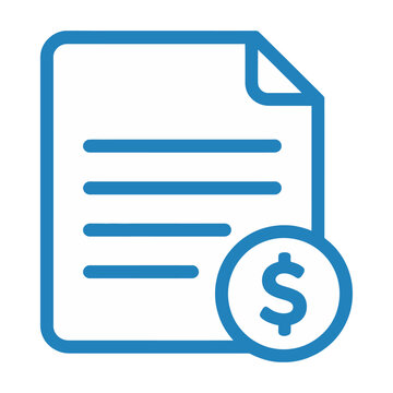 Blue vector of a document with lines and a dollar sign icon