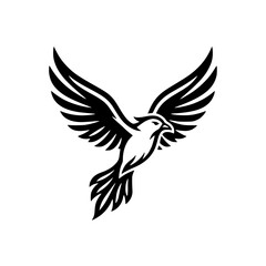 Fototapeta premium Flying eagle bird logo with spread wings minimalist silhouette style