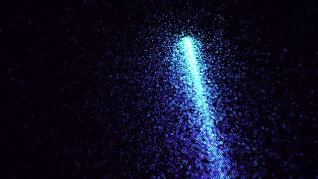 Chaotic monolithic shards snap into a flawless concentric disk array with neon cyan and violet duotone pulses. Represents data defragmentation. Works for enterprise IT and data center brand films.