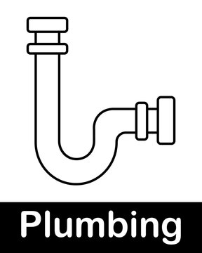 P trap pipe line icon representing plumbing drainage system, water seal and installation concept in minimal outline vector style