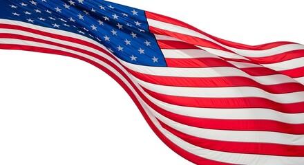 Obraz premium Waving american flag on white background