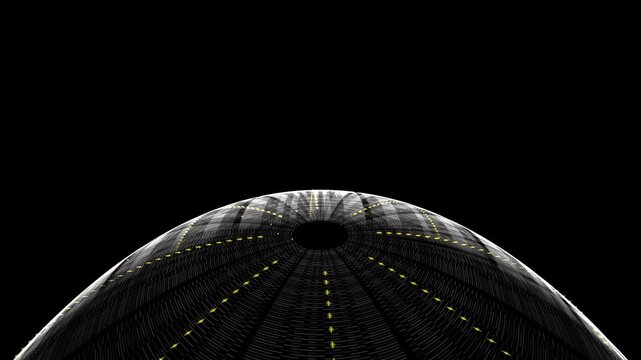 Massive microscopic silicon wafer terraces physically lock into alignment with glowing neon gold pins. Visualizes impenetrable hardware encryption, ideal for semiconductor and electronics brand 