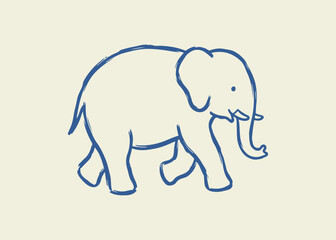 Obraz premium Elephant naive hand drawn vector illustration