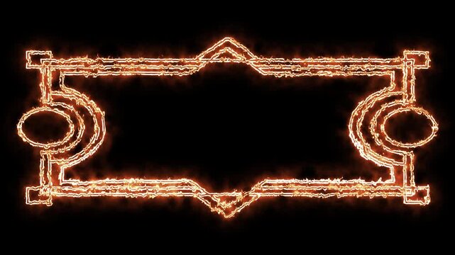 Burning fire vintage frame animation loop
