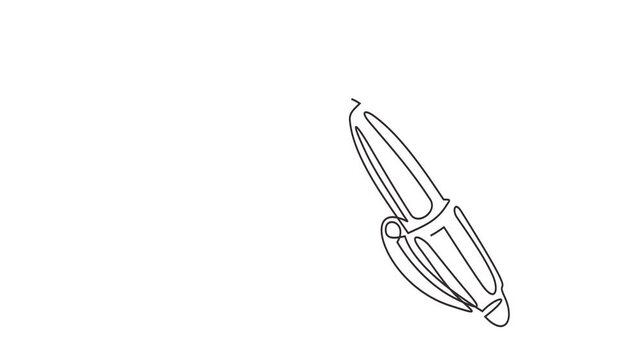 Animated self drawing of continuous line draw of Voting ballot page line icon. linear style sign for mobile concept and web design. Document with check mark and pen. Full length one line animation. 4K