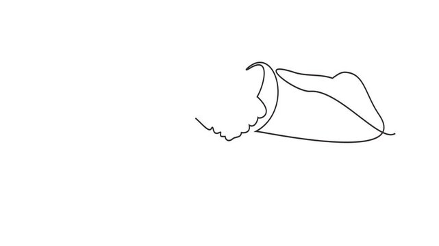 Animated self drawing of continuous line draw of handshake. Full length one line animation. 4K	
