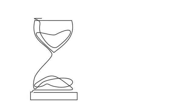 Animated self drawing of continuous line draw of Hourglass and Question line icon. linear style sign for mobile concept and web design. Hourglass with a question mark . Full length one line animation.