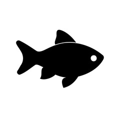 Obraz premium Black stylized fish with fins and tail in silhouette vector graphics