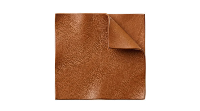 Brown textured leather swatch with folded corner