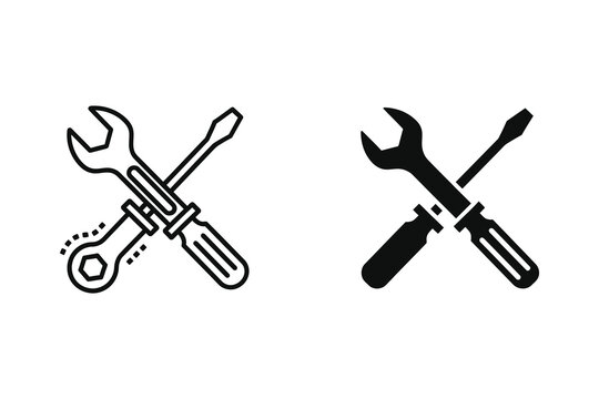 Wrench and Screwdriver Tools Icon for Repair, Service, and Settings