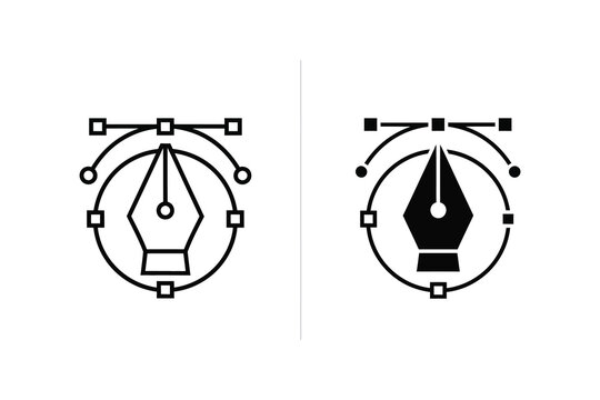 Graphic Design Pen Tool Icons Representing Vector Editing and Creative Paths