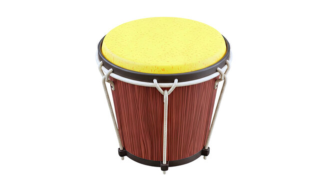Bongo Drum with Yellow Head and Wood Grain Body