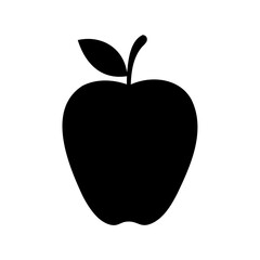 Fototapeta premium simple black silhouette of an apple with a leaf on white background