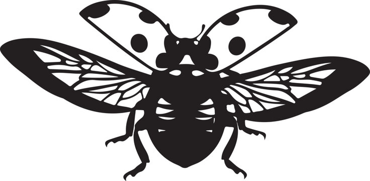 Black fly insect silhouette, bug icon, vector illustration, pest control symbol