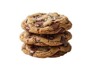 Obraz premium Gooey chocolate chip cookies show melted pools and flaky salt isolated transparent background image