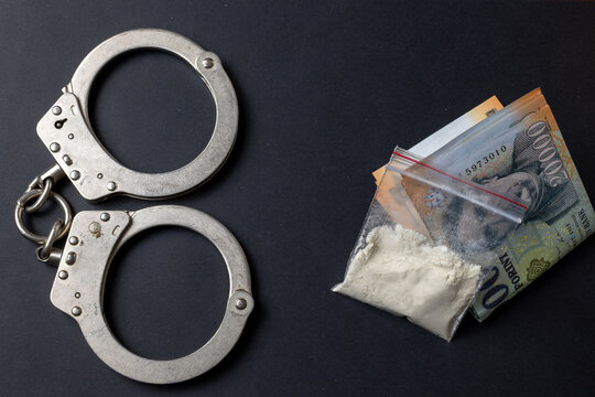 Police evidence of illegal substances and money